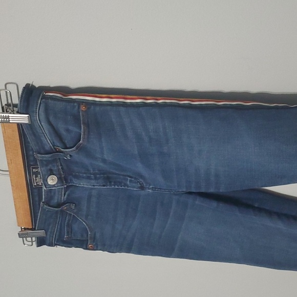 Abercrombie & Fitch Jeans Womens Size 6 Blue Multi-color Side Stripe Fra… - Picture 2 of 13